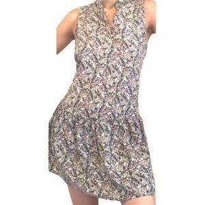 Ro & De Floral Paisley Sleeveless Drop Waist Cottage Preppy Dress Size Medium